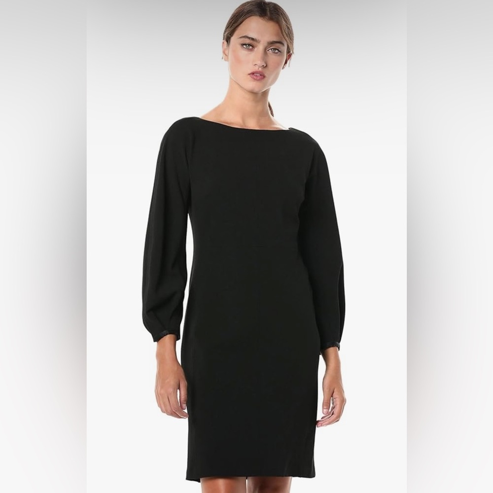 Tommy Hilfiger Black Balloon Sleeve Scuba Sheath Dress